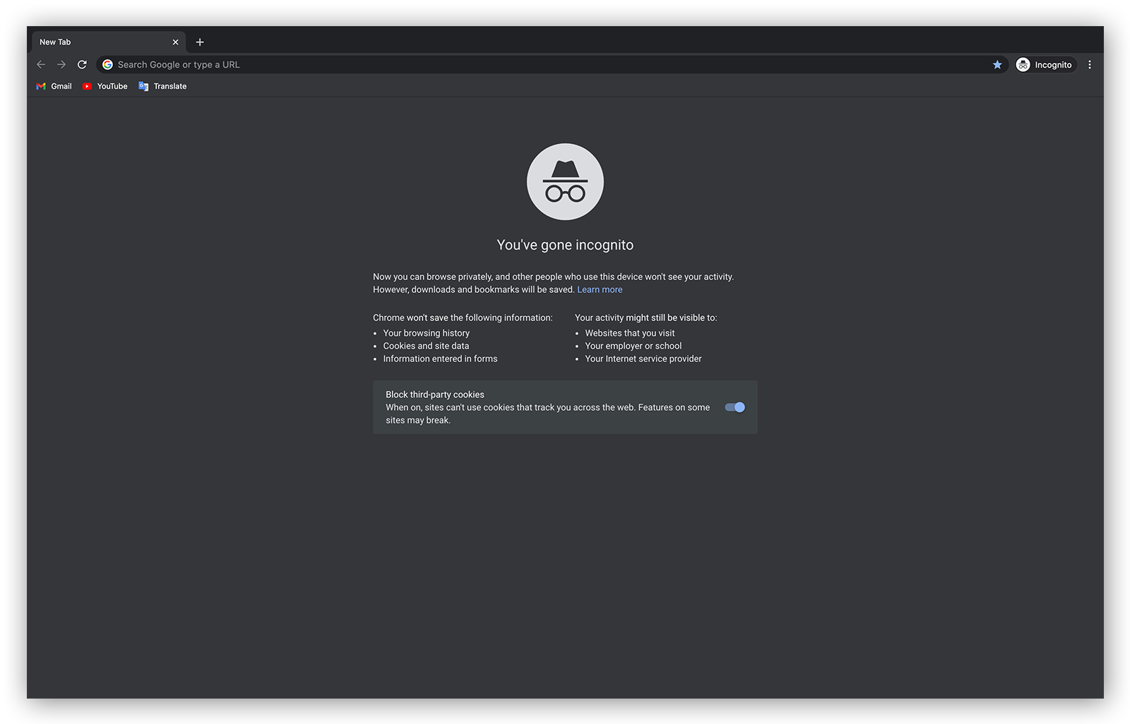 حالت incognito mode در مرورگر گوگل کروم (دسکتاپ)